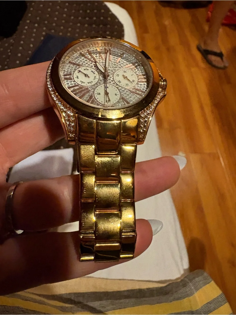 Gold-Tone Crystal Accent Women's Watch